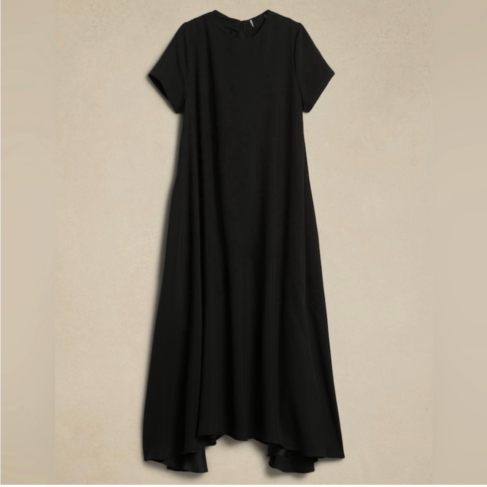Banana Republic Aurelia Black Satin Crepe Maxi Dress Small